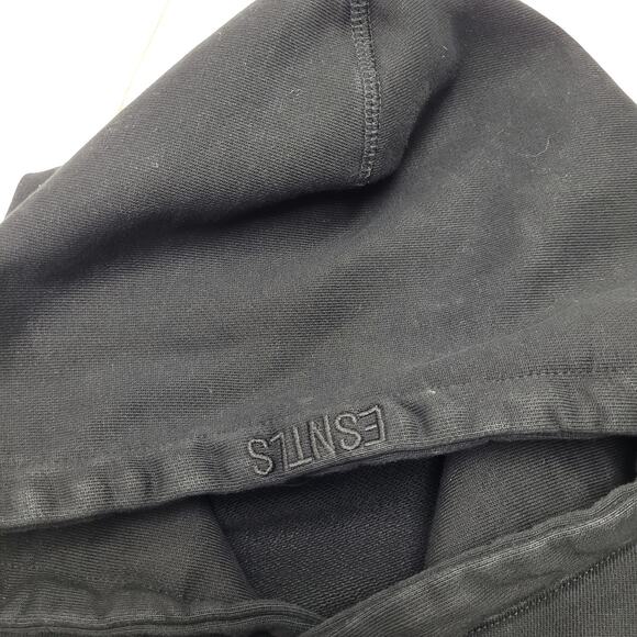 ESNTLS black embroidered heavyweight cotton hoodie sweatshirt - Picture 2 of 9